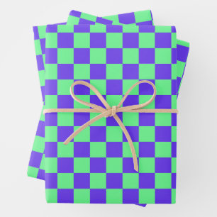 Hoja De Papel De Regalo Patrón de cuadros púrpura y verde