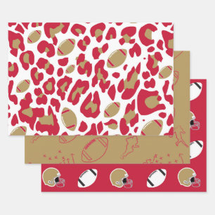 Hoja De Papel De Regalo Patrón de día de juego con estampado de leopardo d