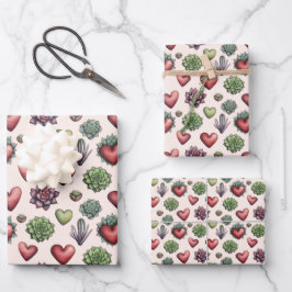 Hoja De Papel De Regalo Patrón de Día de San Valentín de acuarela de coraz