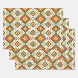 Hoja De Papel De Regalo Patrón de diamantes de arte pop retro del suroeste