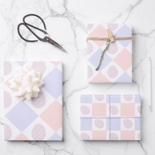 Hoja De Papel De Regalo Patrón de diamantes de Pascua con huevos decorados