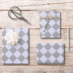 Hoja De Papel De Regalo Patrón de diamantes en gris y lavanda