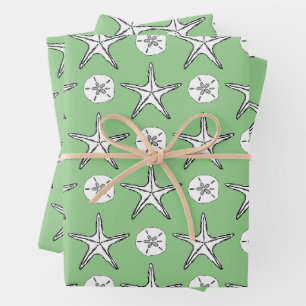 Hoja De Papel De Regalo Patrón de dibujo de estrella de mar y dólar de are