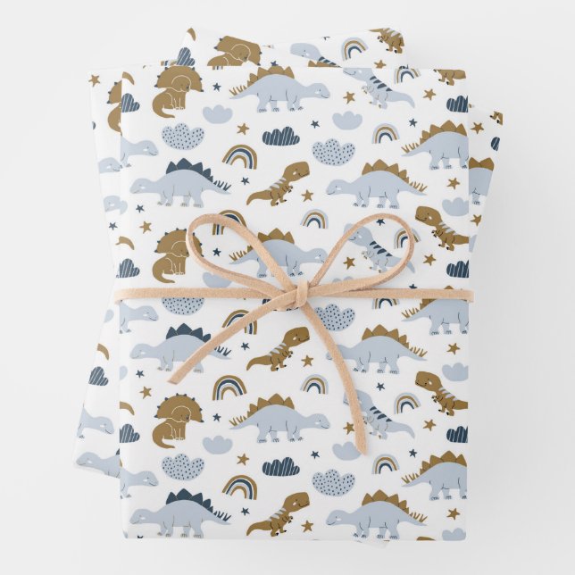 Hoja De Papel De Regalo Patrón de dinosaurio arco iris (In situ)