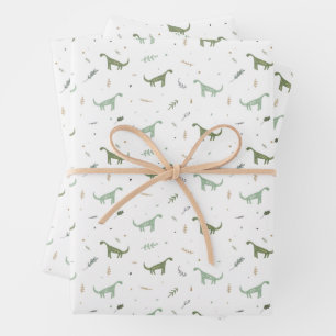 Hoja De Papel De Regalo Patrón de dinosaurio verde lindo