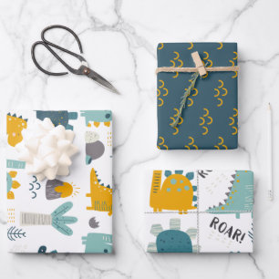 Hoja De Papel De Regalo Patrón de dinosaurios curados