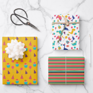 Hoja De Papel De Regalo Patrón de Dinosaurios Cute Niños Cumpleaños