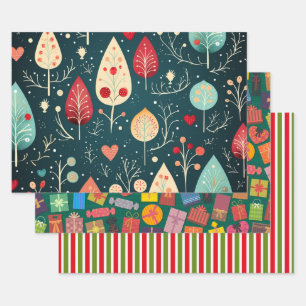 Hoja De Papel De Regalo Patrón de diseño navideño
