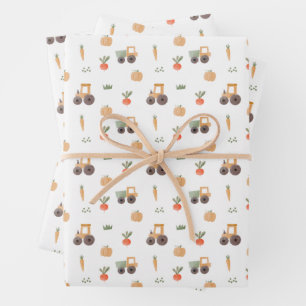 Hoja De Papel De Regalo Patrón de diversión de acuarela de jardín de granj