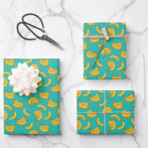 Hoja De Papel De Regalo Patrón de diversión de la fruta de la banana