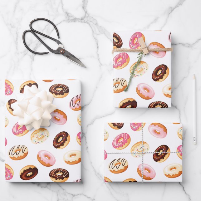 Hoja De Papel De Regalo Patrón de donut dulce (Anverso)