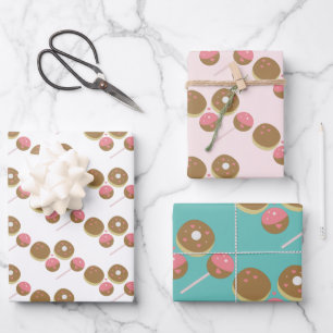 Hoja De Papel De Regalo Patrón de Donut y Cake Pop lindo para el Día de Sa