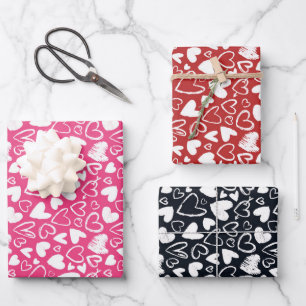 Hoja De Papel De Regalo Patrón de El día de San Valentín de Cute de Doodle