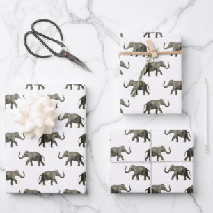 Hoja De Papel De Regalo Patrón de elefante vintage