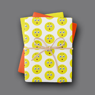 Hoja De Papel De Regalo Patrón de Emoji sorprendido