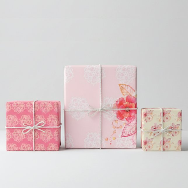 Hoja De Papel De Regalo Patrón de encaje de Rosas románticos (Subido por el creador)