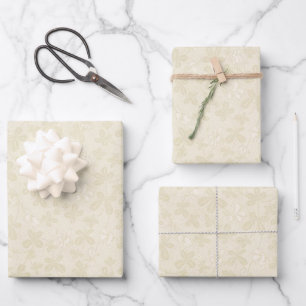 Hoja De Papel De Regalo Patrón de enredaderas florales retro vintage neutr