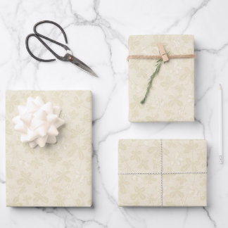 Hoja De Papel De Regalo Patrón de enredaderas florales retro vintage neutr