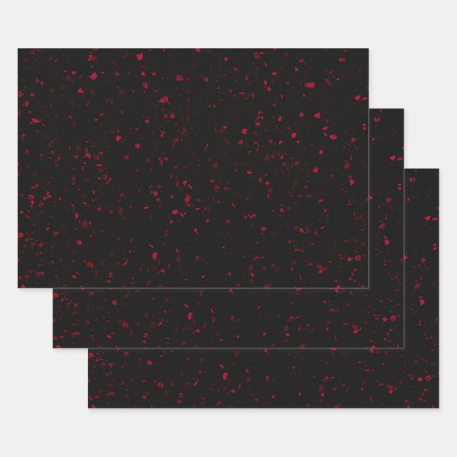 Hoja De Papel De Regalo Patrón de época elegante retro rojo Terrazzo (Set)