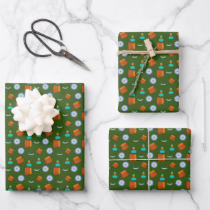 Hoja De Papel De Regalo Patrón de equipo de leñador tocón de árbol verde
