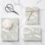 Hoja De Papel De Regalo Patrón de esbozo de flores silvestres de oro dibuj<br><div class="desc">Patrón de flores silvestres hojas de envolver verdes</div>