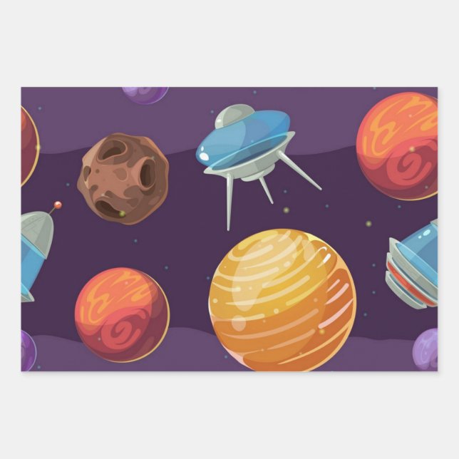 Hoja De Papel De Regalo Patrón de espacio (Anverso)