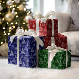 Hoja De Papel De Regalo Patrón de espuma de árboles navideños clásicos