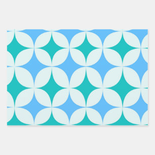 Hoja De Papel De Regalo Patrón de Estallidos de Estrellas Retro de Mitad d