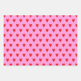 Hoja De Papel De Regalo Patrón de estilo Boho dibujado a mano en los coraz