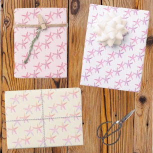 Hoja De Papel De Regalo Patrón de Estrella de Mar sobre Pasteles Blancos A