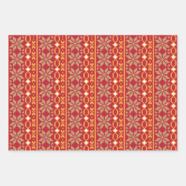 Hoja De Papel De Regalo Patrón de estrella geométrica del arte folclórico 