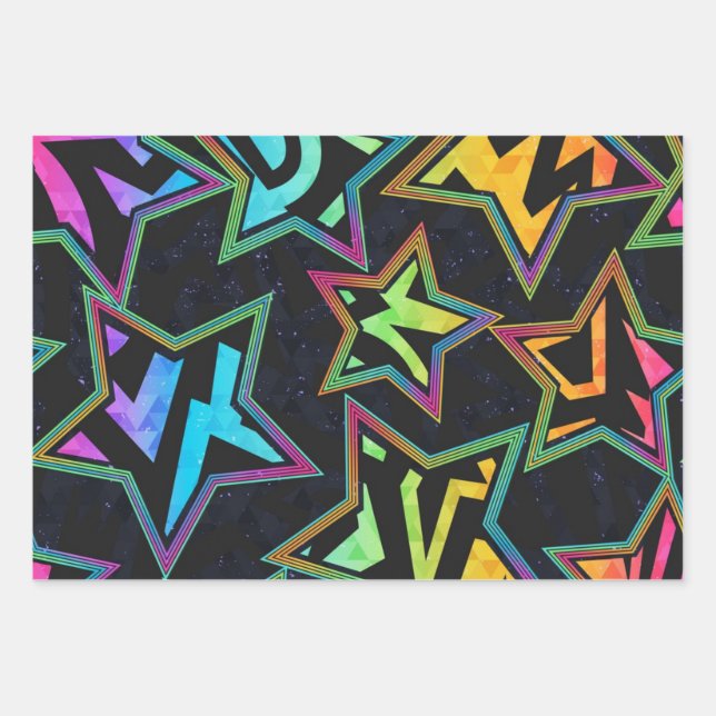 Hoja De Papel De Regalo Patrón de estrellas (Anverso)