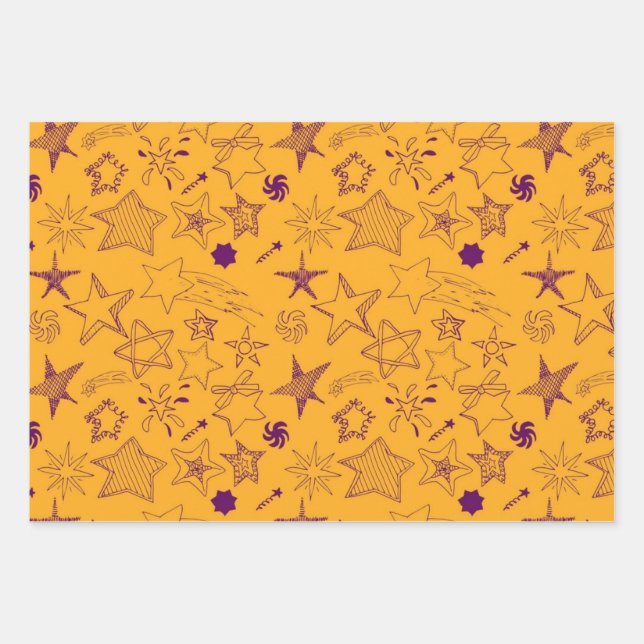 Hoja De Papel De Regalo Patrón de estrellas (Anverso)