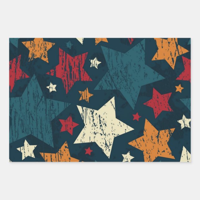 Hoja De Papel De Regalo Patrón de estrellas (Anverso)