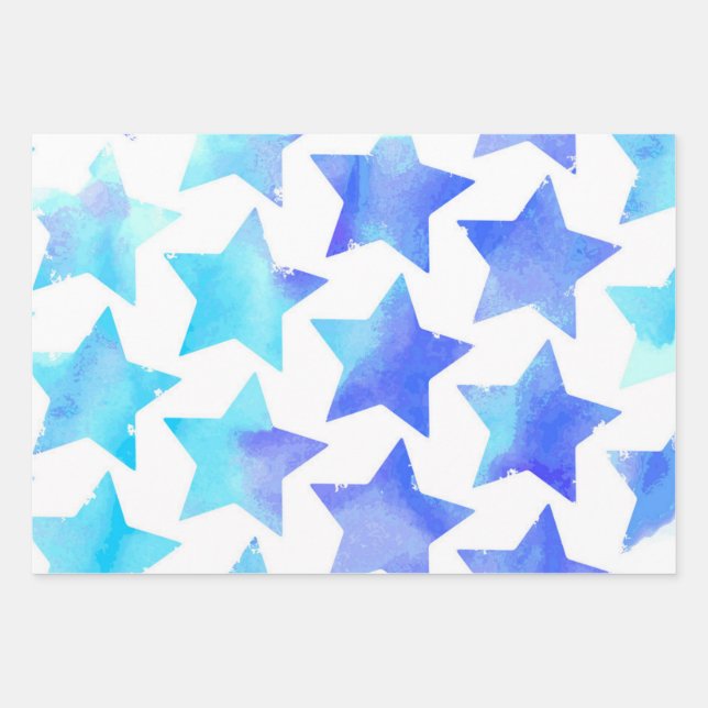 Hoja De Papel De Regalo Patrón de estrellas (Anverso)