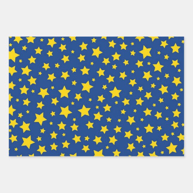 Hoja De Papel De Regalo Patrón de estrellas (Anverso)