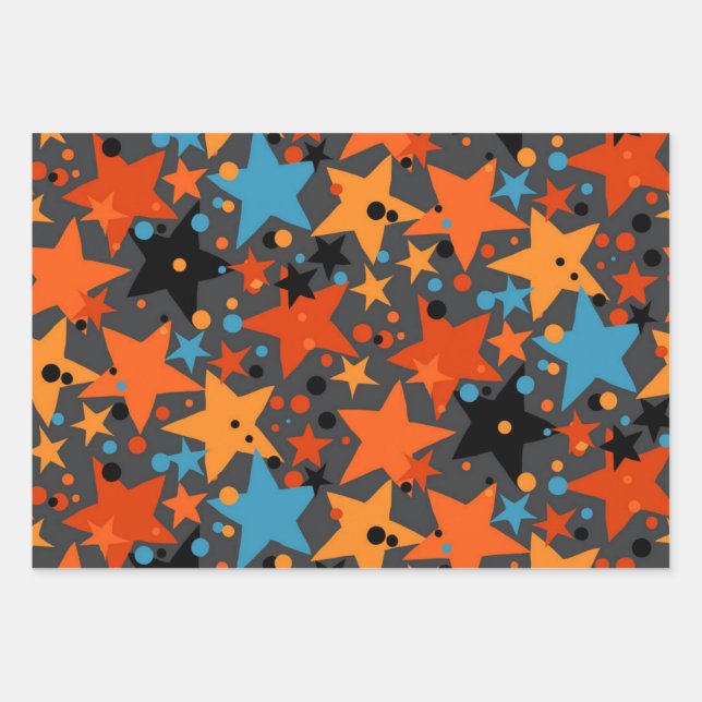 Hoja De Papel De Regalo Patrón de estrellas (Anverso)