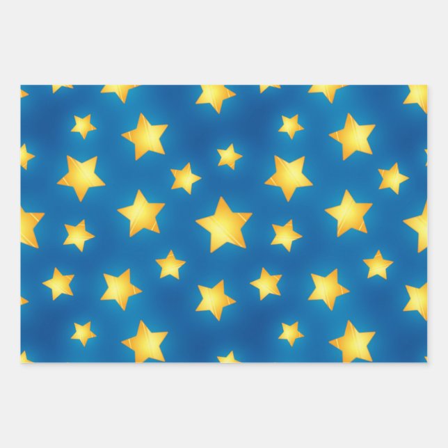 Hoja De Papel De Regalo Patrón de estrellas (Anverso)