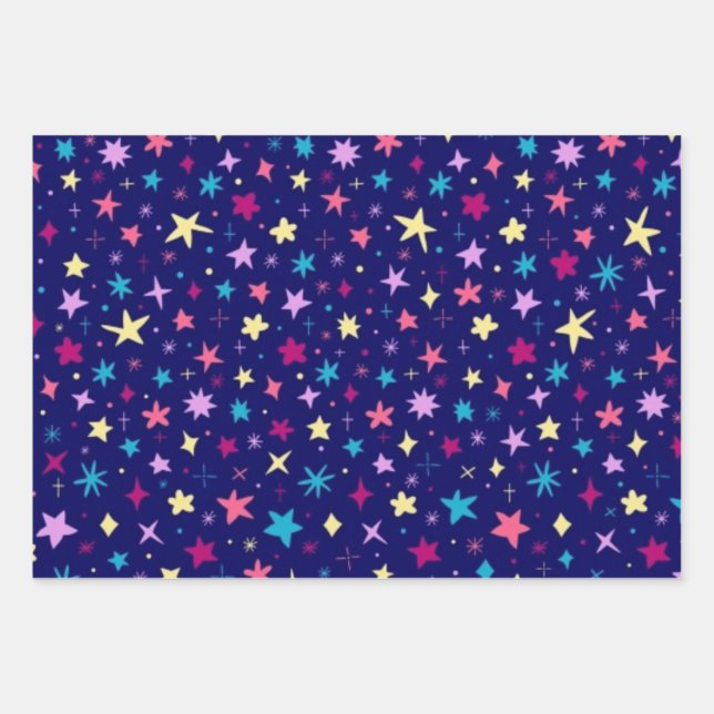 Hoja De Papel De Regalo Patrón de estrellas (Anverso)