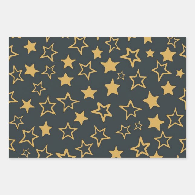 Hoja De Papel De Regalo Patrón de estrellas (Anverso)