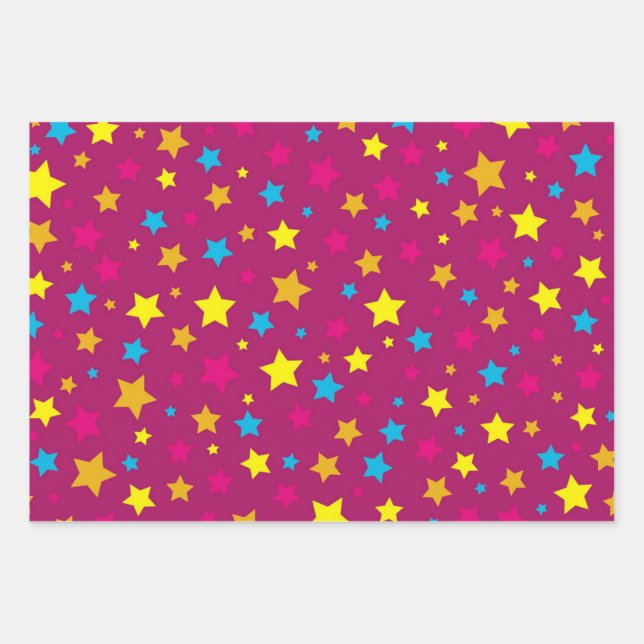 Hoja De Papel De Regalo Patrón de estrellas (Anverso)