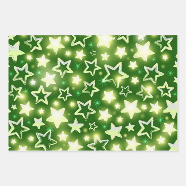 Hoja De Papel De Regalo Patrón de estrellas (Anverso)