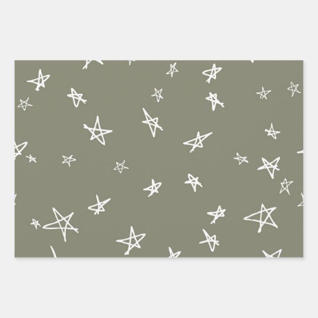 Hoja De Papel De Regalo Patrón de estrellas (Anverso)
