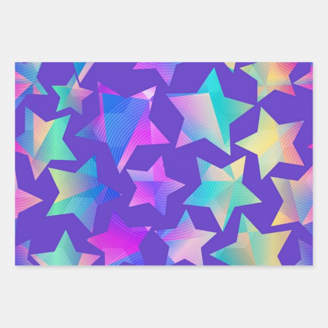 Hoja De Papel De Regalo Patrón de estrellas (Anverso)