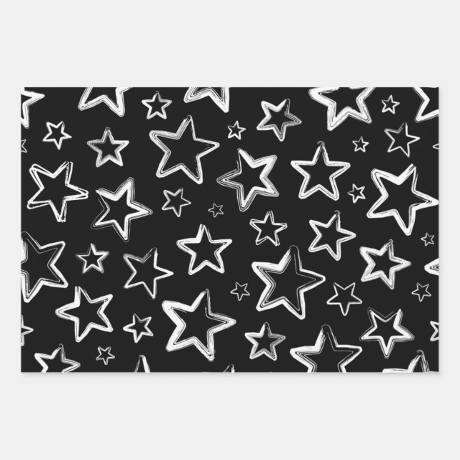 Hoja De Papel De Regalo Patrón de estrellas (Anverso)