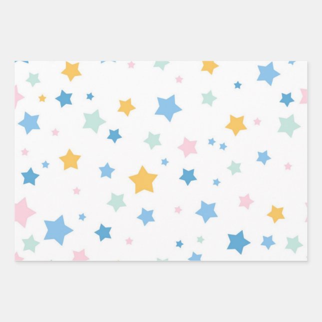 Hoja De Papel De Regalo Patrón de estrellas (Anverso)