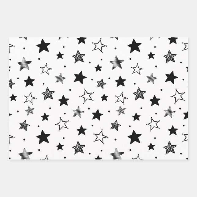 Hoja De Papel De Regalo Patrón de estrellas (Anverso)