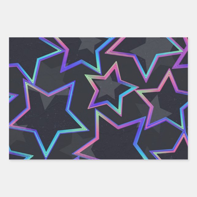 Hoja De Papel De Regalo Patrón de estrellas (Anverso)