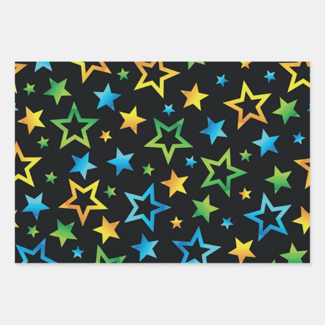 Hoja De Papel De Regalo Patrón de estrellas (Anverso)