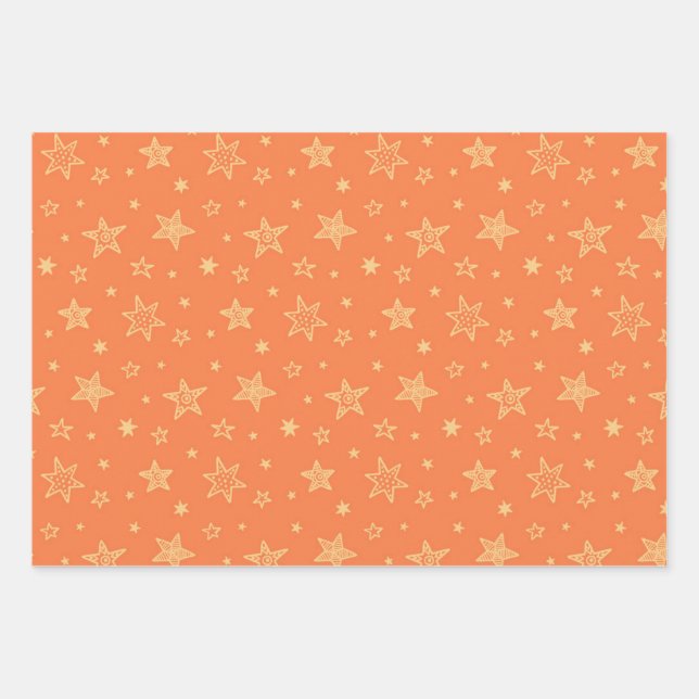 Hoja De Papel De Regalo Patrón de estrellas (Anverso)